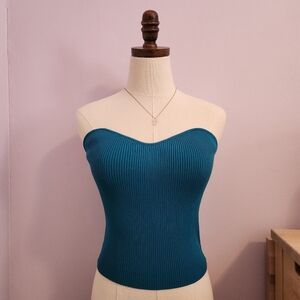 Happily Grey Teal Sweetheart Strapless Tube Top Size L